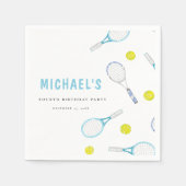 鮮やかおもしろいテニス誕生日紙ナプキン スタンダードカクテルナプキン (正面)