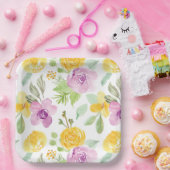 鮮やかおもしろい水彩花園フローラガーリー ペーパープレート (パーティー)