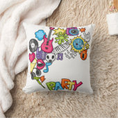 鮮やかかわいい音楽パーティードードルアート クッション (ブランケット)