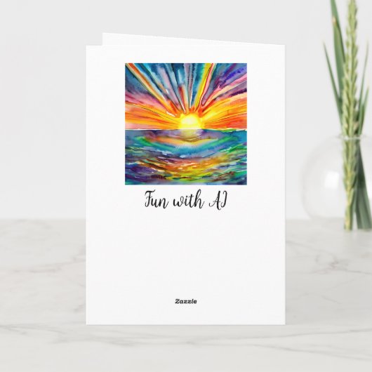 鮮やかかわいらしカラフルの夕日 カード (裏面)