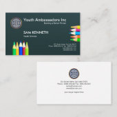 鮮やかではっきりしたでカラフルな鉛筆の青年ディレクター 名刺 (正面/裏面)