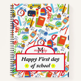 鮮やかでカスタマイズ可能な新学期パターン ノートブック