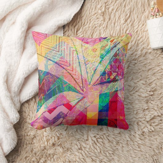 鮮やかでカラフルでファンキーで抽象的でガーリーな蝶CH クッション (ブランケット)