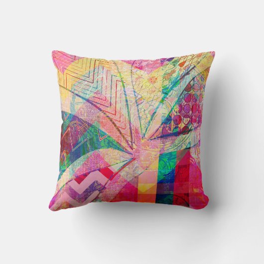 鮮やかでカラフルでファンキーで抽象的でガーリーな蝶CH クッション (裏面)