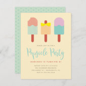 鮮やかでカラフルなアイスキャンデーのパーティーの夏の誕生日 インビテーションポストカード (正面/裏面)