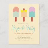 鮮やかでカラフルなアイスキャンデーのパーティーの夏の誕生日 インビテーションポストカード (正面)