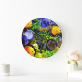 鮮やかでカラフルな水生熱帯海魚 ラージ壁時計 (ホーム)