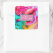 鮮やかでモダンな大理石の水彩画は個人化なります スクエアシール (バッグ)