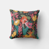 鮮やかでワイルドフラワー鮮やかがモニグラム化 クッション (正面)