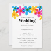 鮮やかで大胆なヒッピーフラワースプリングウェディング 招待状 (正面)