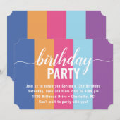 鮮やかで大胆な色見本の誕生日 招待状 (正面/裏面)