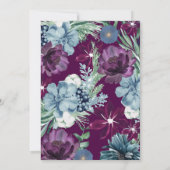 鮮やかで大胆な花のマゼンタ ウィンター ウェディング 招待状 (裏面)