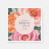 鮮やかで大胆な花を飾った明るい ブライダルシャワー スタンダードカクテルナプキン (正面)