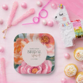 鮮やかで大胆な花を飾った明るい ブライダルシャワー ペーパープレート (パーティー)