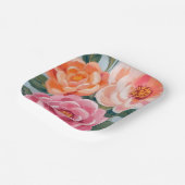 鮮やかで大胆な花を飾った明るい ブライダルシャワー ペーパープレート (傾斜あり)