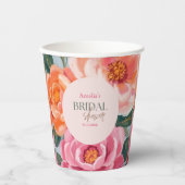 鮮やかで大胆な花を飾った明るい ブライダルシャワー 紙コップ (正面)