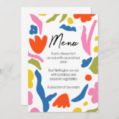 鮮やかで大胆な花柄の抽象的なカラフルなメニュー メニュー (正面/裏面)