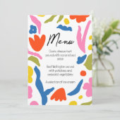 鮮やかで大胆な花柄の抽象的なカラフルなメニュー メニュー (スタンド正面)