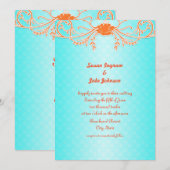 鮮やかで楽しいアクアとタンジェリンの結婚式招待状 招待状 (正面/裏面)