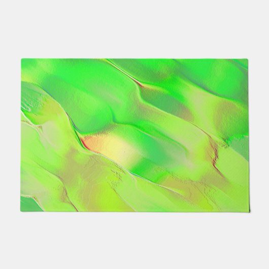 鮮やかで老けた緑に彫られた非常に少ない ドアマット (正面)