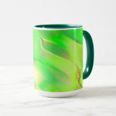 鮮やかで老けた緑に彫られた非常に少ない マグカップ (正面右)