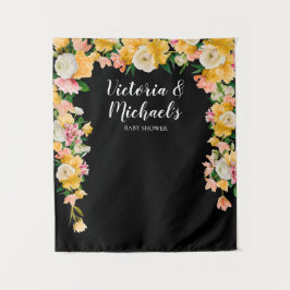 鮮やかで華やかなブライダルシャワーの花の背景 タペストリー