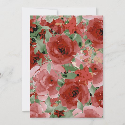 鮮やかで赤い水彩画は、結婚式招待状上がりました 招待状 (裏面)