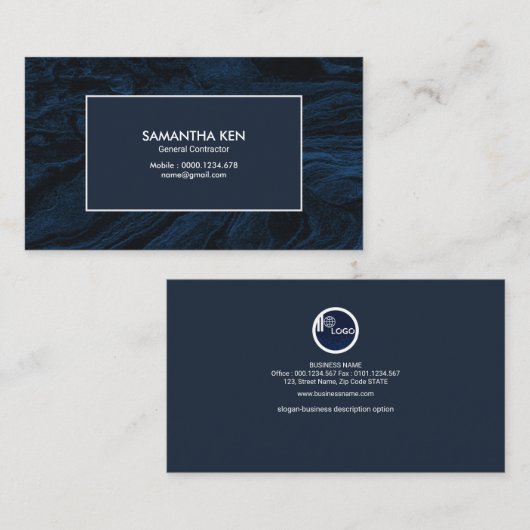 鮮やかで青くグランジなContractor大将の名刺 名刺 (正面/裏面)