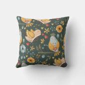 鮮やかで魅力的な鳥と花のモチーフ クッション (裏面)