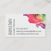 鮮やかで、カラフルな水彩画のペンキの(ばちゃばちゃ)跳ねる 名刺 (裏面)