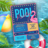 鮮やかとおもしろいプール誕生日パーティー 招待状