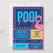 鮮やかとおもしろいプール誕生日パーティー 招待状 (正面)