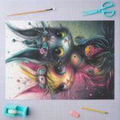 鮮やかなお洒落色の猫を切り離す 薄葉紙 (クラフト)