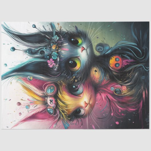 鮮やかなお洒落色の猫を切り離す 薄葉紙 (正面)