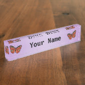 鮮やかなかわいらし（昆虫）オオカバマダラ、モナークバタフライパープル デスクネームプレート (側面)