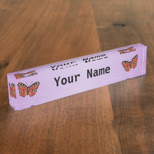鮮やかなかわいらし（昆虫）オオカバマダラ、モナークバタフライパープル デスクネームプレート (側面)