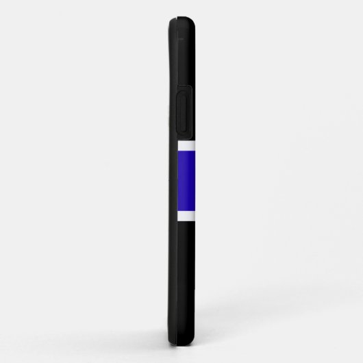 鮮やかなはっきりしたブルーの白黒ストライプの「サッカー」文字 Case-Mate iPhoneケース (裏面/右)