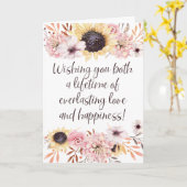 鮮やかなひまわりのウェディングおめでとう カード (黄色い花)