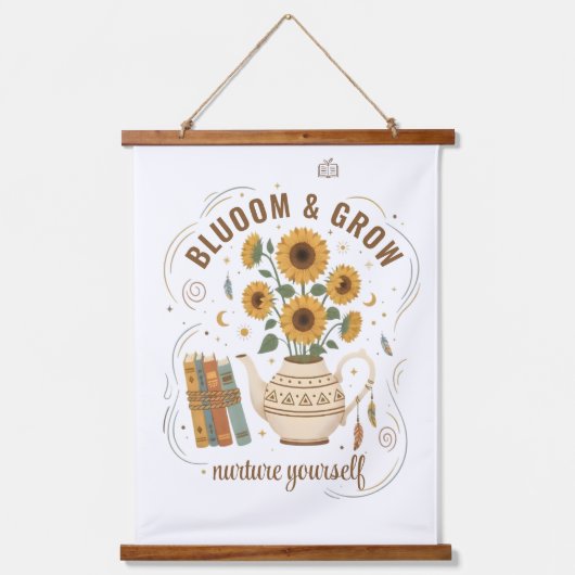 鮮やかなひまわりの花のタペストリー 吊り下げ型タペストリー (正面)