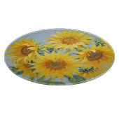 鮮やかなひまわりの花束の油彩画 カッティングボード (角)