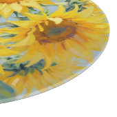鮮やかなひまわりの花束の油彩画 カッティングボード (角)