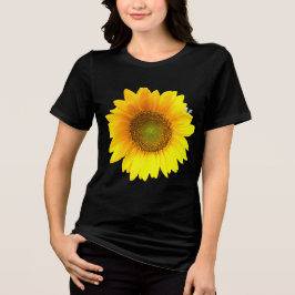 鮮やかなひまわりの黒Tシャツ トライブレンドTシャツ