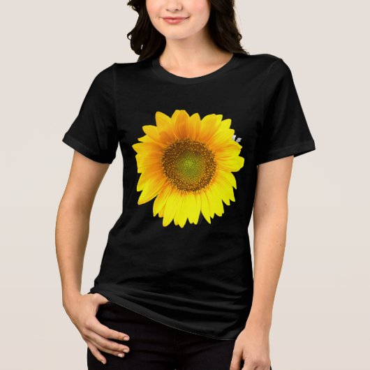 鮮やかなひまわりの黒Tシャツ トライブレンドTシャツ (正面)