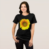 鮮やかなひまわりの黒Tシャツ トライブレンドTシャツ (正面全面)