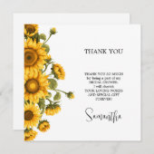 鮮やかなひまわり ブライダルシャワーのミニマルデザイン サンキューカード (正面/裏面)