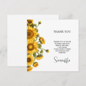 鮮やかなひまわり ブライダルシャワー ミニマル サンキューカード (正面/裏面)