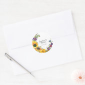 鮮やかなひまわり ワイルドフラワー 花の結婚式 ラウンドシール (封筒)