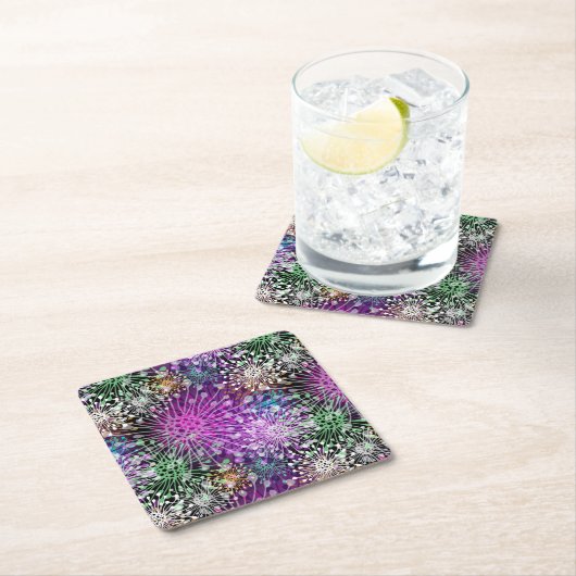 鮮やかなむらがあるパターン スクエアペーパーコースター (インサイチュ)