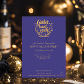 鮮やかなアクアとラベンダーの新年パーティー 招待状