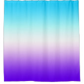 鮮やかなアクアブルーホワイトとインディゴパープルグラデーション シャワーカーテン (正面)